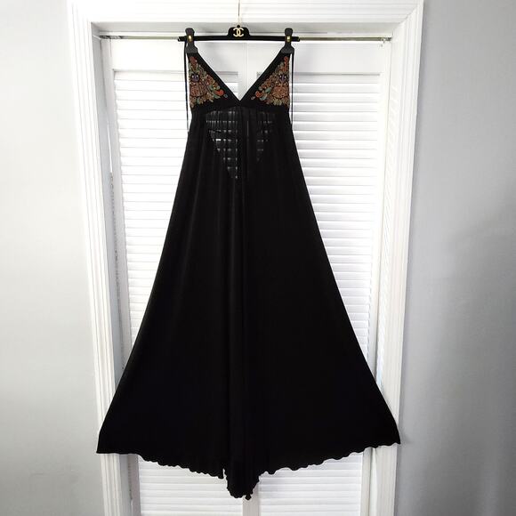 Alexis Dresses & Skirts - Alexis Floral Embroidered Maxi Dress Black Tiered Boho Formal Size L